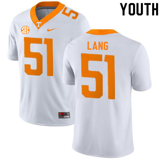 Youth #51 Vysen Lang Tennessee Volunteers College Football Jerseys Stitched-White